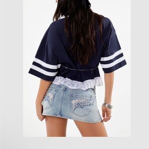 Forever 21 Denim Embroidered Wing Mini Skirt